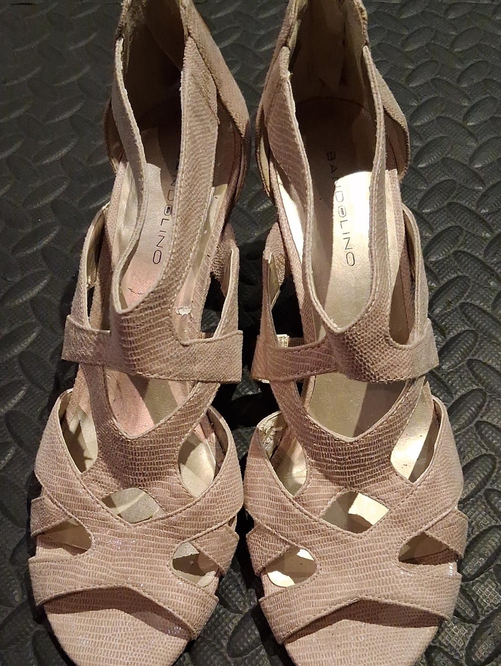 Bandolino Nude/Tan Strappy Cutout Heels - Size 8